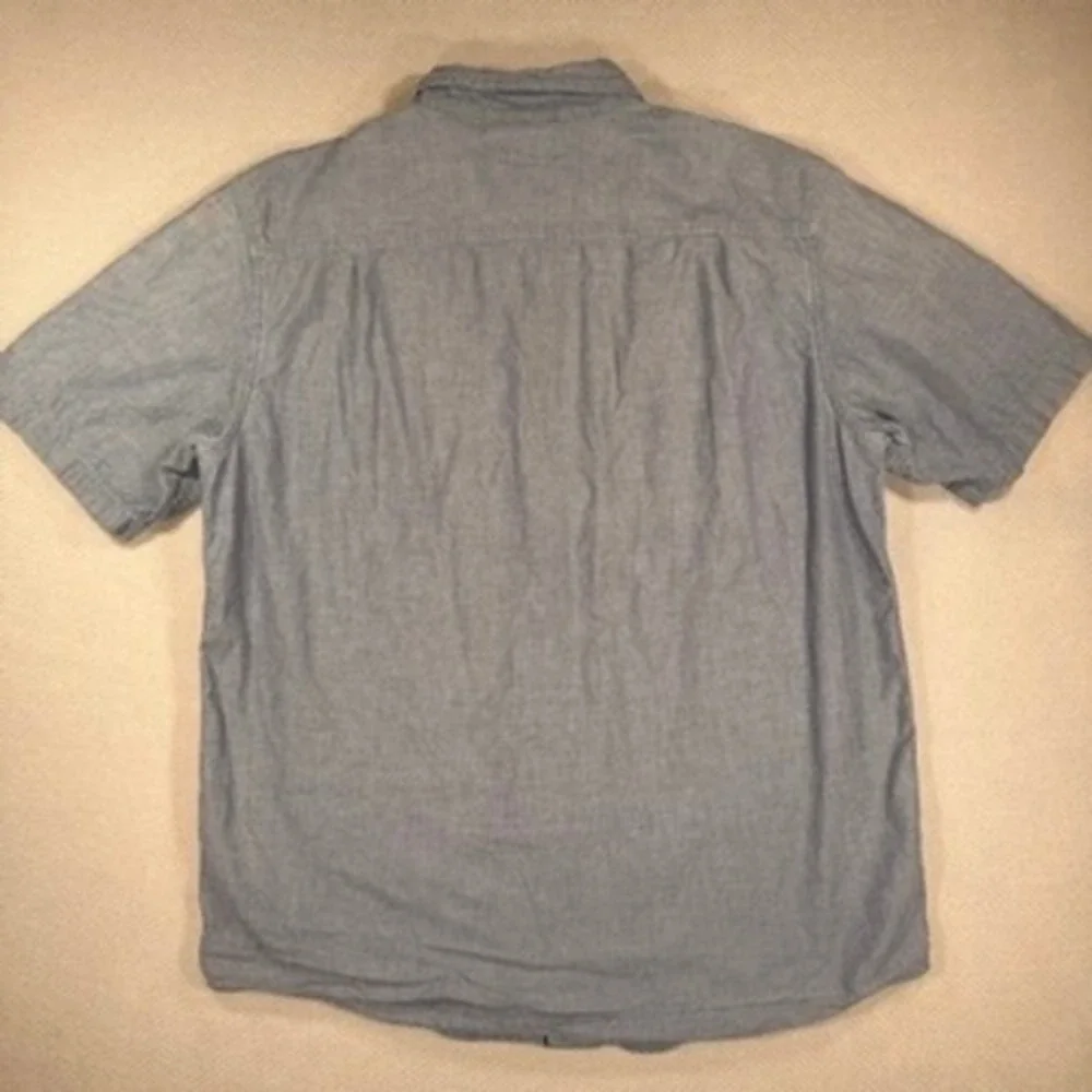 Carhartt Relaxed Fit Short Sleeve Button Down Shirt Large Mens Blue Chambray